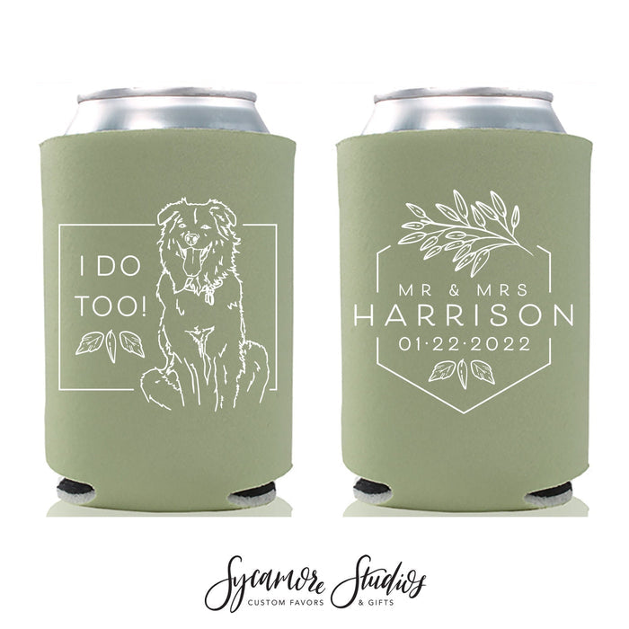Wedding Can Cooler #188R - Custom Pet Illustration