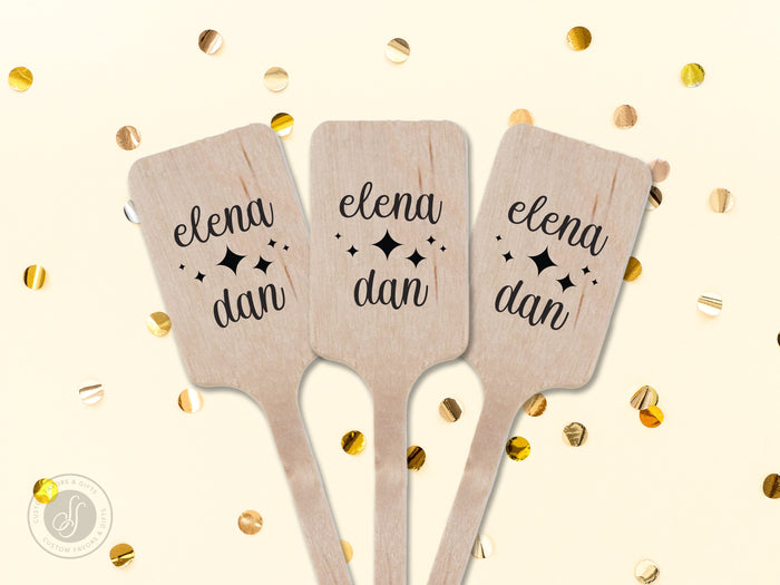 Wedding Stir Sticks #12 - Wooden Stir Sticks, Round, Oval, Rectangle Stir Sticks, Wedding Favor, Wedding Drink Stir Stick, Custom Stir Stick