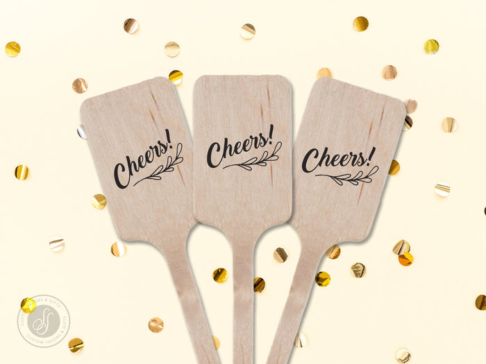 Wedding Stir Sticks #14 - Wooden Stir Sticks, Round, Oval, Rectangle Stir Sticks, Wedding Favor, Wedding Drink Stir Stick, Custom Stir Stick