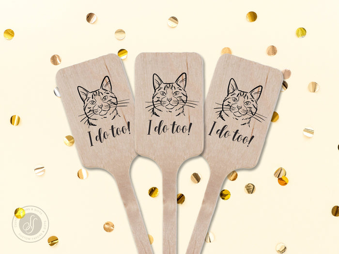 Wedding Stir Sticks #15 - Custom Pet Dog or Cat Illustration - Wooden Stir Sticks, Round, Oval, Rectangle Stir Sticks, Wedding Favors