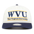 West Virginia Original Bar snapback hat with embroidered school design, front view