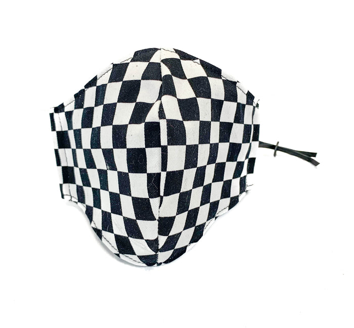 White Checkered Fabric Face Mask fabric face covering mask