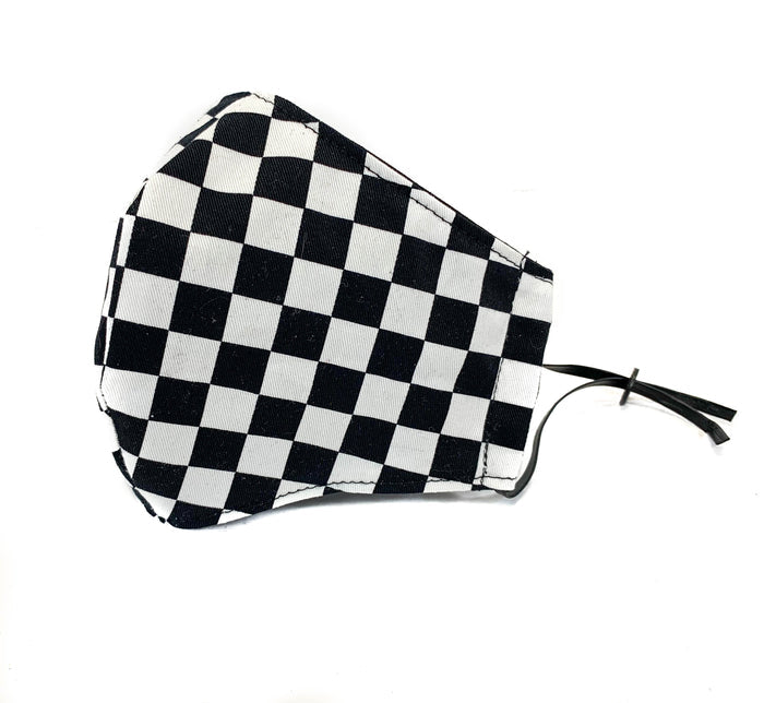 White Checkered Fabric Face Mask fabric face covering mask