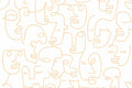 White Gold Abstract Line Faces Wall Mural-Wall Mural-Eazywallz