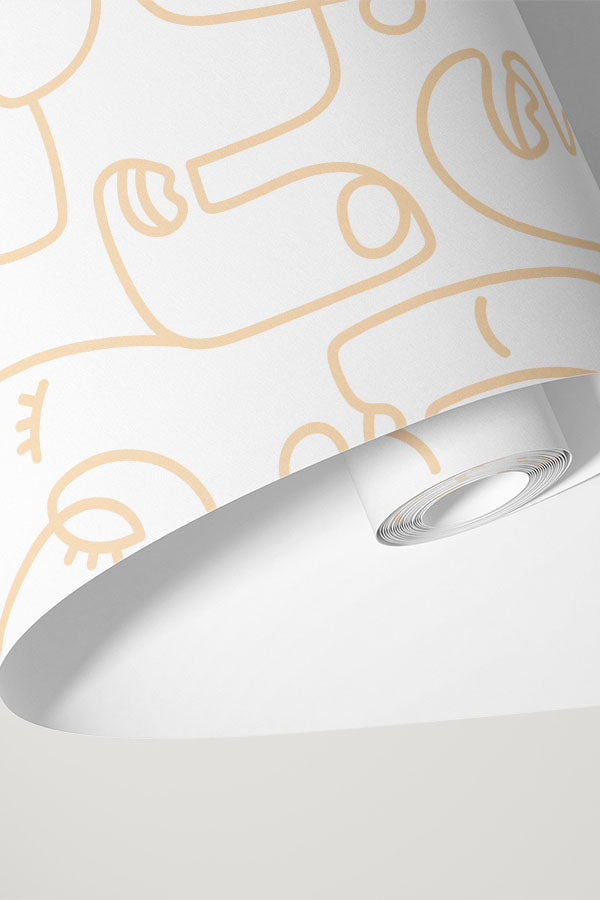 White Gold Abstract Line Faces