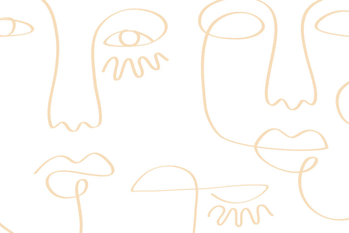 White Gold Minimal Abstract Faces Wall Mural-Wall Mural-Eazywallz