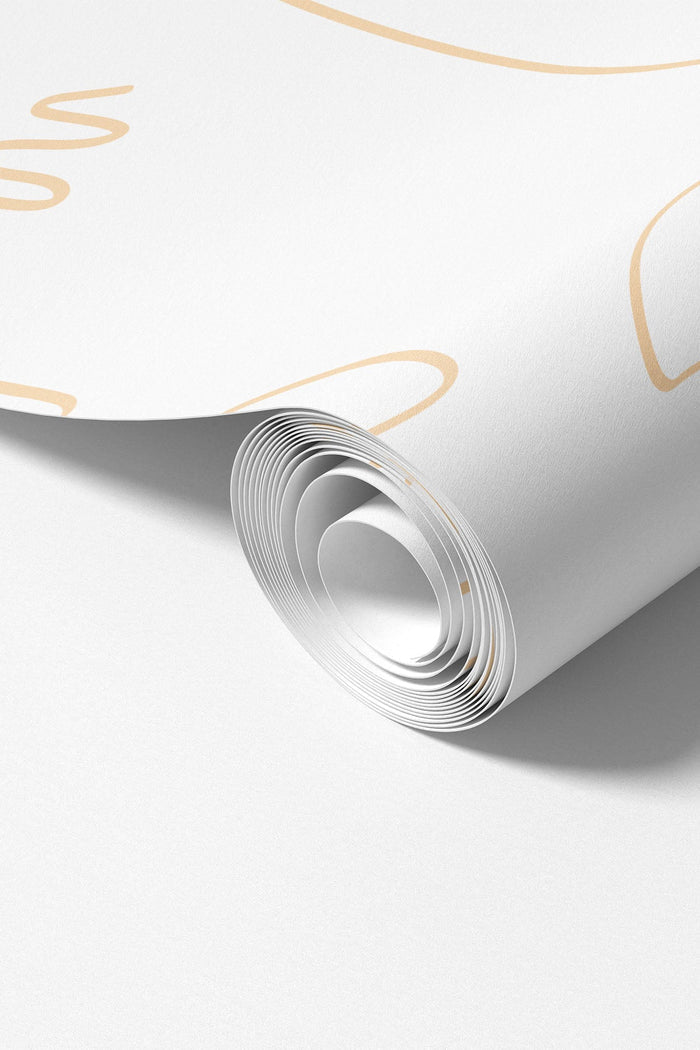 White Gold Minimal Abstract Faces mural roll