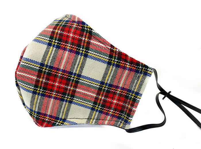 White Plaid Fabric Face Mask fabric face covering mask
