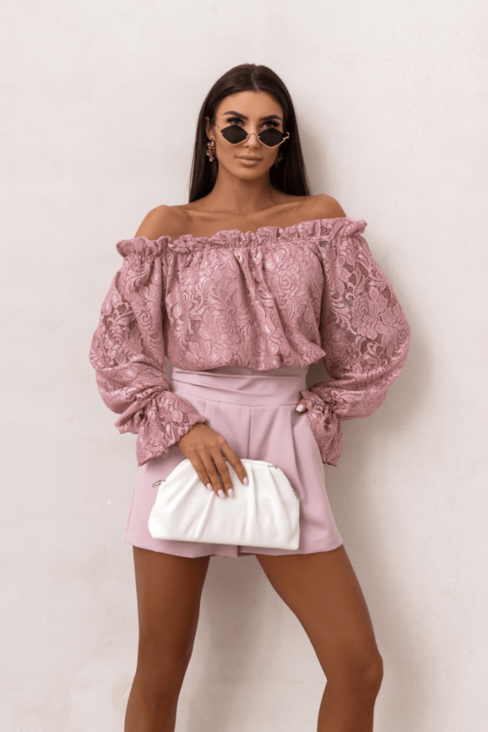 Жена Блуза MIA с дантела в прасковено розово LaBalancia Roberto Fashion Store Set 5907378521630 S
