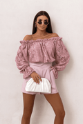 Жена Блуза MIA с дантела в прасковено розово LaBalancia Roberto Fashion Store Set 5907378521630 S