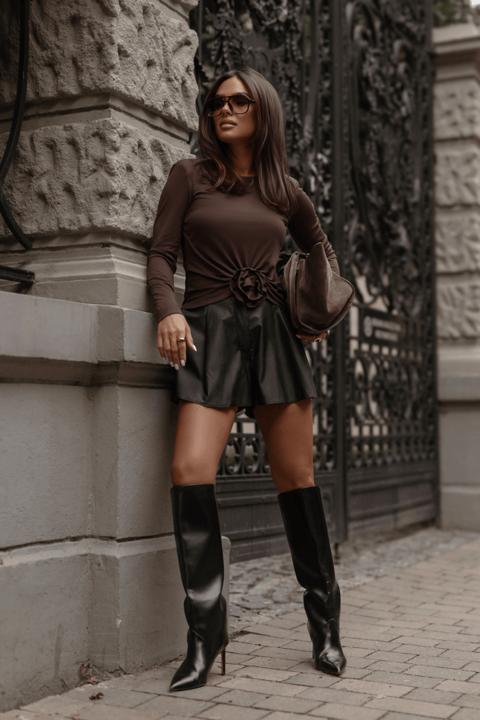 Дамска блуза ROSIE – кафява, елегантен модел LaBalancia Roberto Fashion Store Set 5907378525379 S