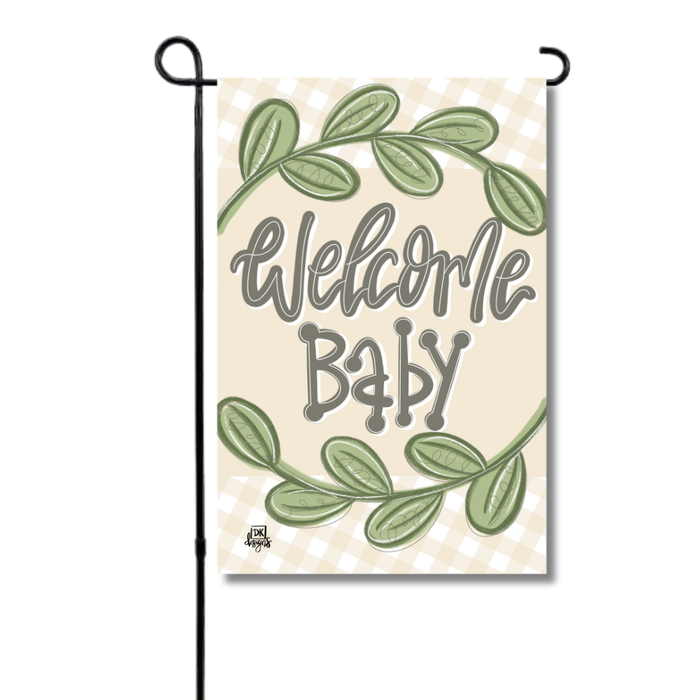 Yellow Welcome Baby Garden Glam Flag