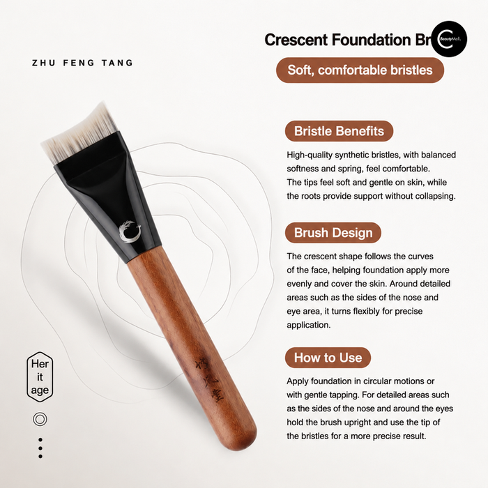 ZHU FENG TANG crescent-shaped foundation brush with angled bristles
