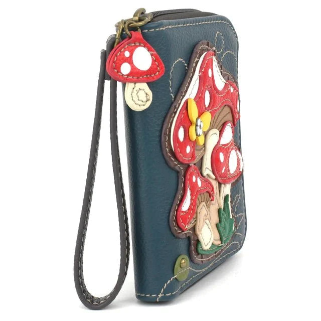 Zip Around Wallet Blue Mushroom