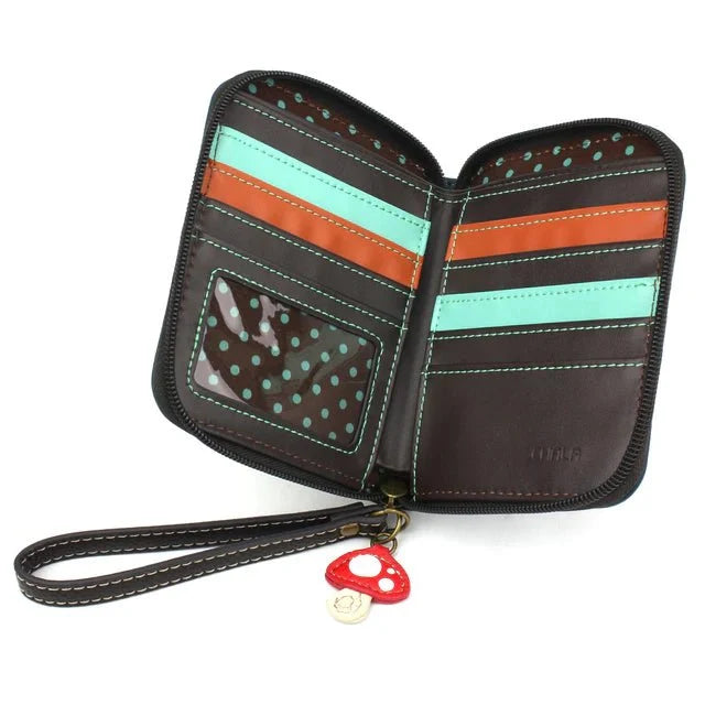 Zip Around Wallet Blue Mushroom