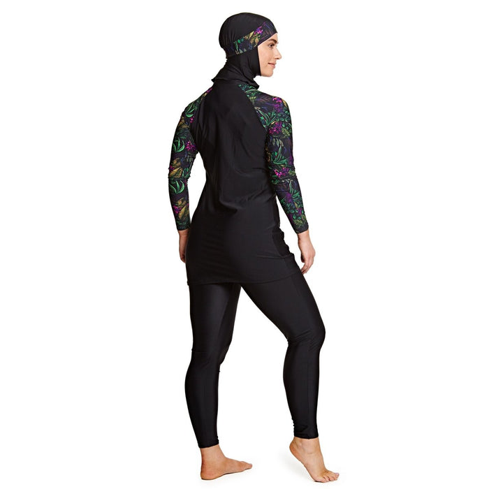 Zoggs Dark Botanical 3-Piece Modesty Swim Suit - Divinity Collection